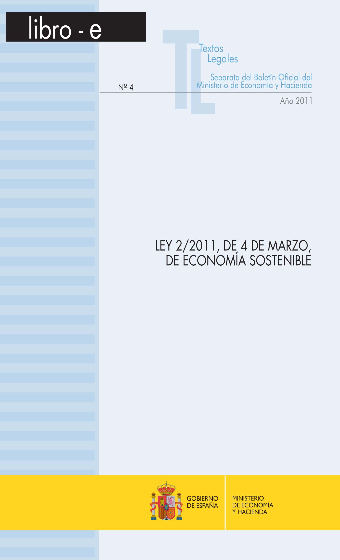 Portada del libro: LEY 2/2011, DE 4 DE MARZO, DE ECONOMIA SOSTENIBLE Libro-e