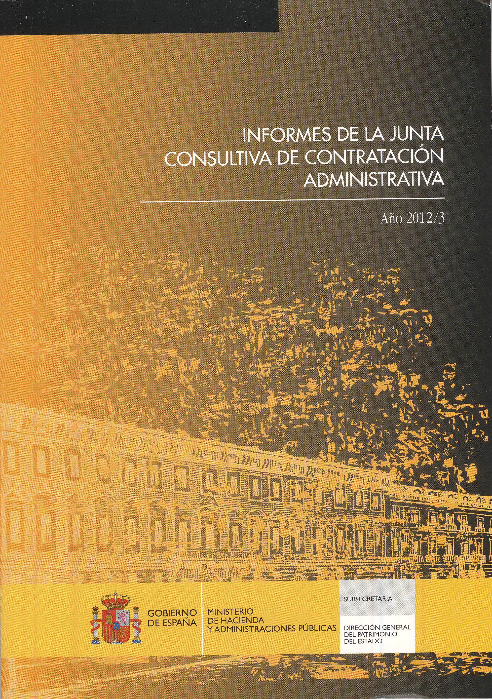 Portada del libro: INFORMES DE LA JUNTA CONSULTIVA DE CONTRATACION ADMINISTRATIVA. Año 2012/3